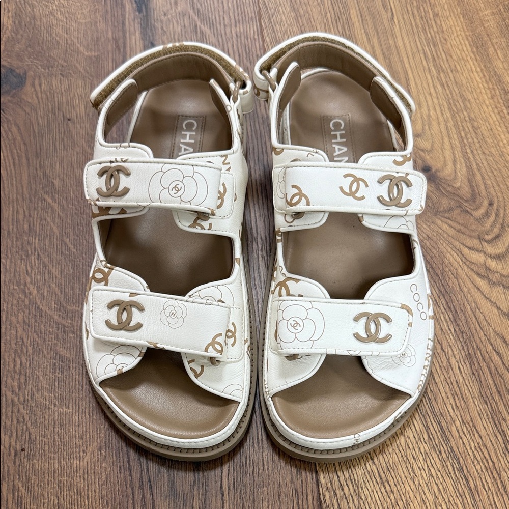 Chanel Dad Sandals - Cream and Brown